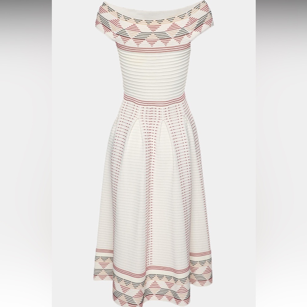 Maje‎ Remord Off-The-Shoulder Ecru Midi Dress - Size 2